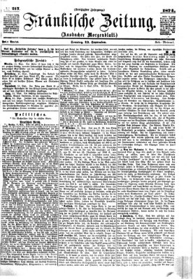 Fränkische Zeitung (Ansbacher Morgenblatt) Sonntag 13. September 1874