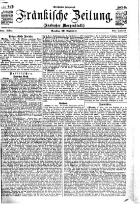 Fränkische Zeitung (Ansbacher Morgenblatt) Samstag 19. September 1874