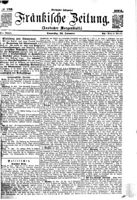 Fränkische Zeitung (Ansbacher Morgenblatt) Donnerstag 24. September 1874