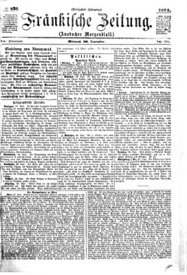 Fränkische Zeitung (Ansbacher Morgenblatt) Mittwoch 30. September 1874