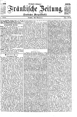 Fränkische Zeitung (Ansbacher Morgenblatt) Samstag 14. November 1874