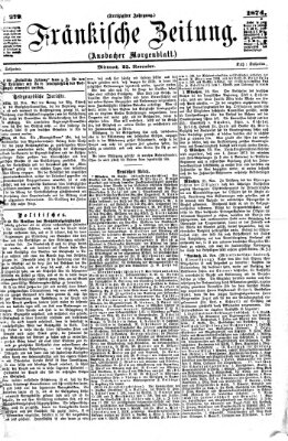 Fränkische Zeitung (Ansbacher Morgenblatt) Mittwoch 25. November 1874