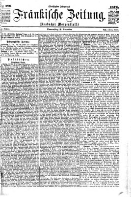 Fränkische Zeitung (Ansbacher Morgenblatt) Donnerstag 3. Dezember 1874
