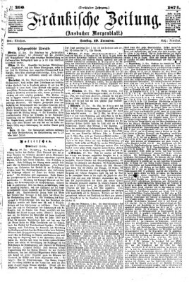 Fränkische Zeitung (Ansbacher Morgenblatt) Samstag 19. Dezember 1874