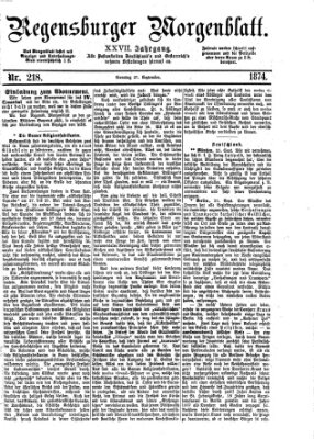 Regensburger Morgenblatt Sonntag 27. September 1874