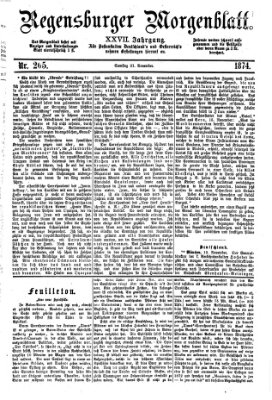 Regensburger Morgenblatt Samstag 21. November 1874