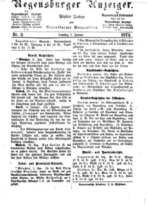 Regensburger Anzeiger Samstag 3. Januar 1874