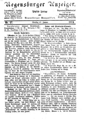 Regensburger Anzeiger Dienstag 27. Januar 1874