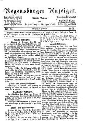 Regensburger Anzeiger Dienstag 3. Februar 1874