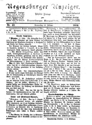 Regensburger Anzeiger Donnerstag 12. Februar 1874