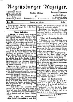 Regensburger Anzeiger Sonntag 15. Februar 1874
