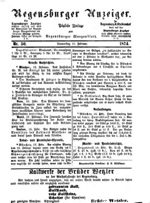 Regensburger Anzeiger Donnerstag 19. Februar 1874