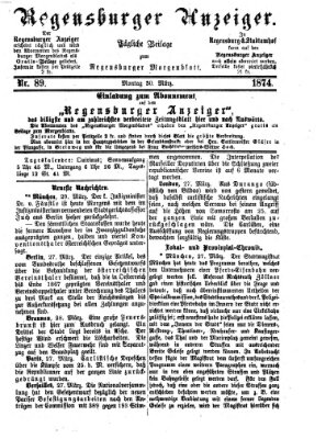 Regensburger Anzeiger Montag 30. März 1874