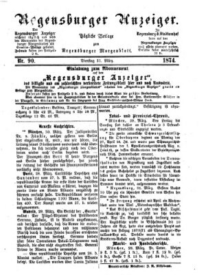 Regensburger Anzeiger Dienstag 31. März 1874