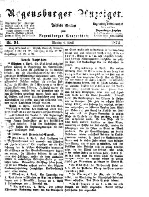 Regensburger Anzeiger Montag 6. April 1874