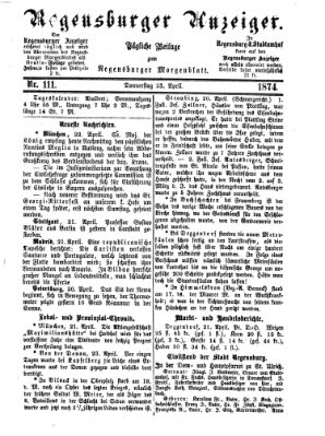 Regensburger Anzeiger Donnerstag 23. April 1874