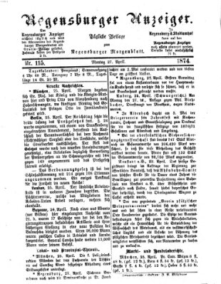 Regensburger Anzeiger Montag 27. April 1874