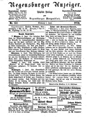 Regensburger Anzeiger Mittwoch 3. Juni 1874