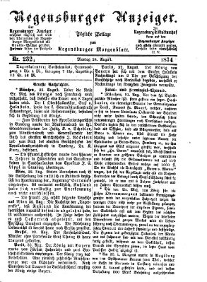 Regensburger Anzeiger Montag 24. August 1874