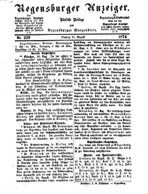 Regensburger Anzeiger Montag 31. August 1874