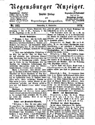 Regensburger Anzeiger Donnerstag 3. September 1874