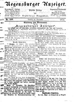 Regensburger Anzeiger Dienstag 29. September 1874