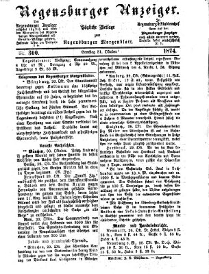 Regensburger Anzeiger Samstag 31. Oktober 1874