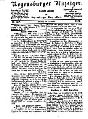 Regensburger Anzeiger Mittwoch 18. November 1874