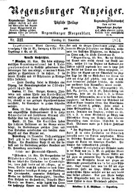 Regensburger Anzeiger Samstag 21. November 1874