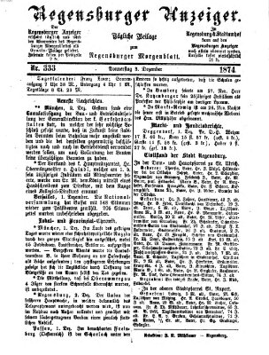 Regensburger Anzeiger Donnerstag 3. Dezember 1874