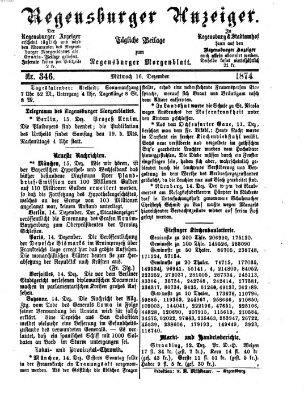 Regensburger Anzeiger Mittwoch 16. Dezember 1874