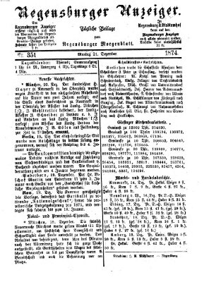 Regensburger Anzeiger Montag 21. Dezember 1874