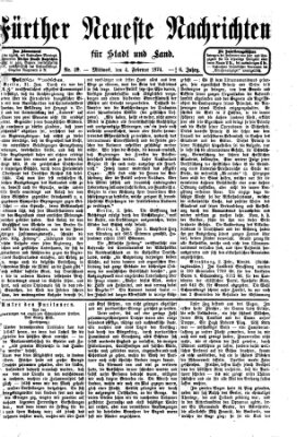 Fürther neueste Nachrichten für Stadt und Land (Fürther Abendzeitung) Mittwoch 4. Februar 1874