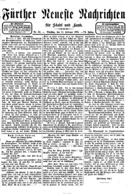 Fürther neueste Nachrichten für Stadt und Land (Fürther Abendzeitung) Dienstag 10. Februar 1874