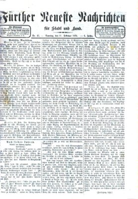 Fürther neueste Nachrichten für Stadt und Land (Fürther Abendzeitung) Samstag 21. Februar 1874