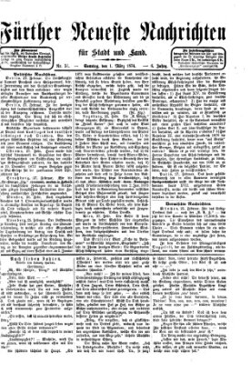Fürther neueste Nachrichten für Stadt und Land (Fürther Abendzeitung) Sonntag 1. März 1874