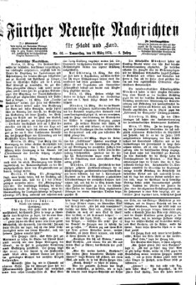 Fürther neueste Nachrichten für Stadt und Land (Fürther Abendzeitung) Donnerstag 19. März 1874