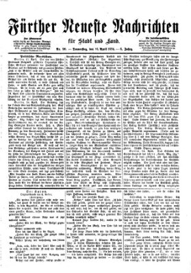 Fürther neueste Nachrichten für Stadt und Land (Fürther Abendzeitung) Donnerstag 16. April 1874