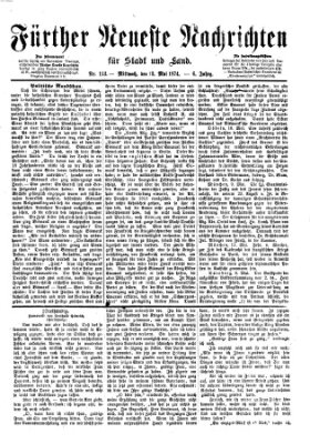 Fürther neueste Nachrichten für Stadt und Land (Fürther Abendzeitung) Mittwoch 13. Mai 1874