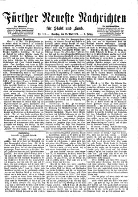 Fürther neueste Nachrichten für Stadt und Land (Fürther Abendzeitung) Samstag 16. Mai 1874