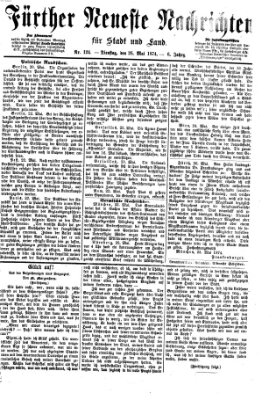 Fürther neueste Nachrichten für Stadt und Land (Fürther Abendzeitung) Dienstag 26. Mai 1874