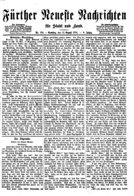 Fürther neueste Nachrichten für Stadt und Land (Fürther Abendzeitung) Samstag 15. August 1874