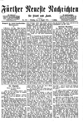 Fürther neueste Nachrichten für Stadt und Land (Fürther Abendzeitung) Dienstag 25. August 1874