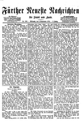 Fürther neueste Nachrichten für Stadt und Land (Fürther Abendzeitung) Mittwoch 2. September 1874