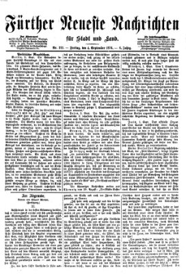 Fürther neueste Nachrichten für Stadt und Land (Fürther Abendzeitung) Freitag 4. September 1874