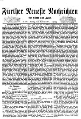 Fürther neueste Nachrichten für Stadt und Land (Fürther Abendzeitung) Samstag 5. September 1874