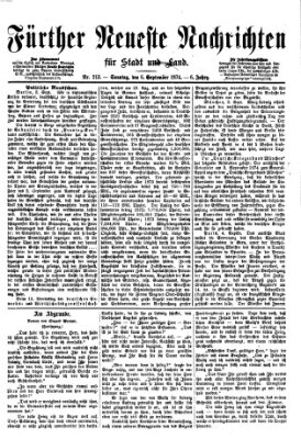 Fürther neueste Nachrichten für Stadt und Land (Fürther Abendzeitung) Sonntag 6. September 1874