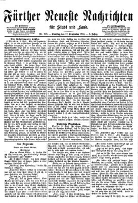 Fürther neueste Nachrichten für Stadt und Land (Fürther Abendzeitung) Samstag 12. September 1874