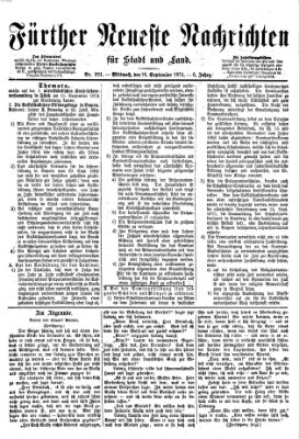 Fürther neueste Nachrichten für Stadt und Land (Fürther Abendzeitung) Mittwoch 16. September 1874