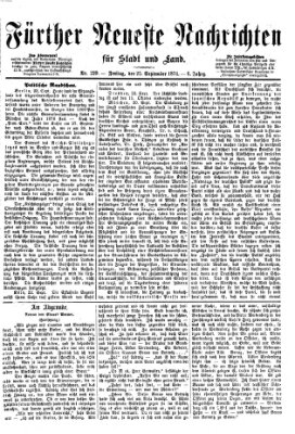 Fürther neueste Nachrichten für Stadt und Land (Fürther Abendzeitung) Freitag 25. September 1874